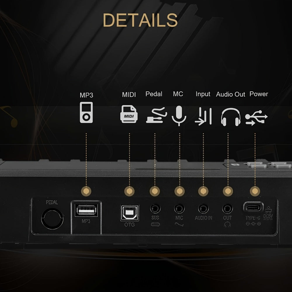 88-Key Foldable Digital Piano with MIDI, Pedal, Headphones and Bag
