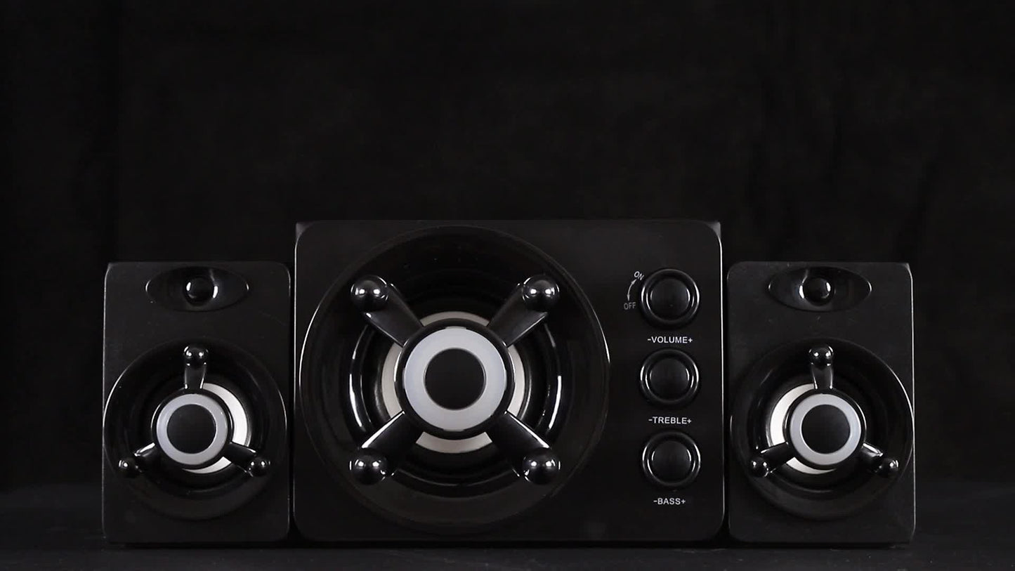 Computer Speakers with Subwoofer - Gaming Speakers PA System, with Bass, RGB Lighting, USB Powered, Plug And Play, 3.5mm Aux In for Desktop, Monitor, Laptop, Compact & Portable