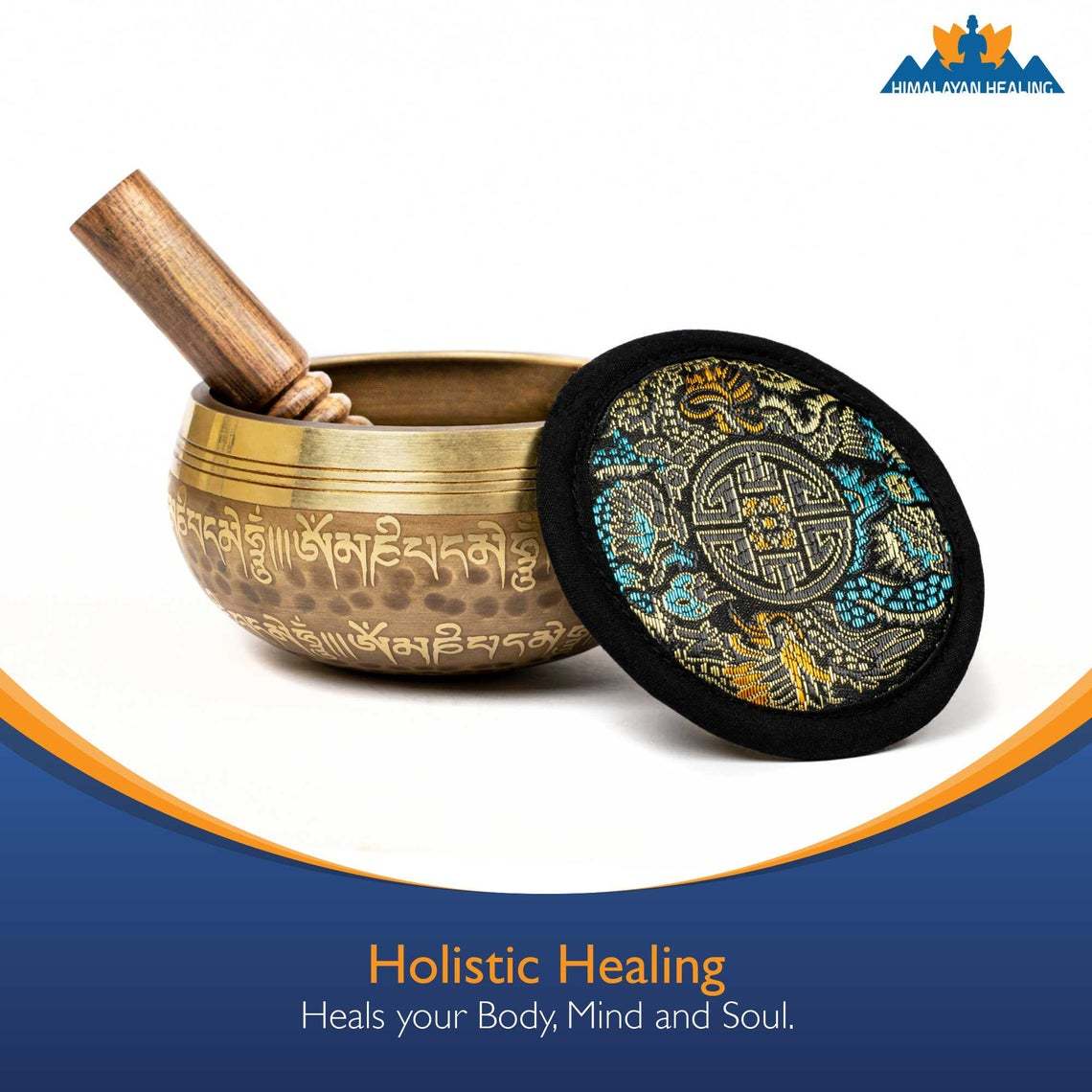 Tibetan Singing Bowl Set 4 inch with Holy Mantra and Sacred Third Eye Symbol from Nepal~ Antique design suitable for Yoga, Meditation, Sound Healing & Chakra Balancing~