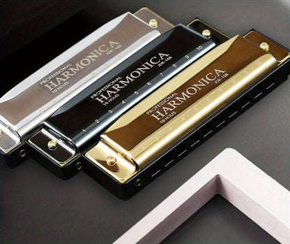 Blues Harmonica, Golden, Professional, Hole, C-Key for Blues Practice