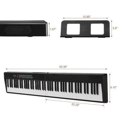 88-Key Foldable Digital Piano with MIDI, Pedal, Headphones and Bag