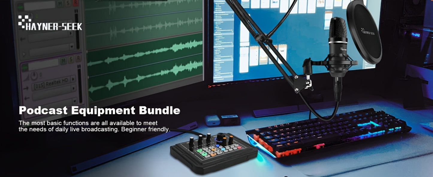 USB Audio Interface, Rechargeable, USB, Hayner-Seek, Podcast for Recording and Streaming