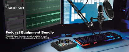 USB Audio Interface, Rechargeable, USB, Hayner-Seek, Podcast for Recording and Streaming