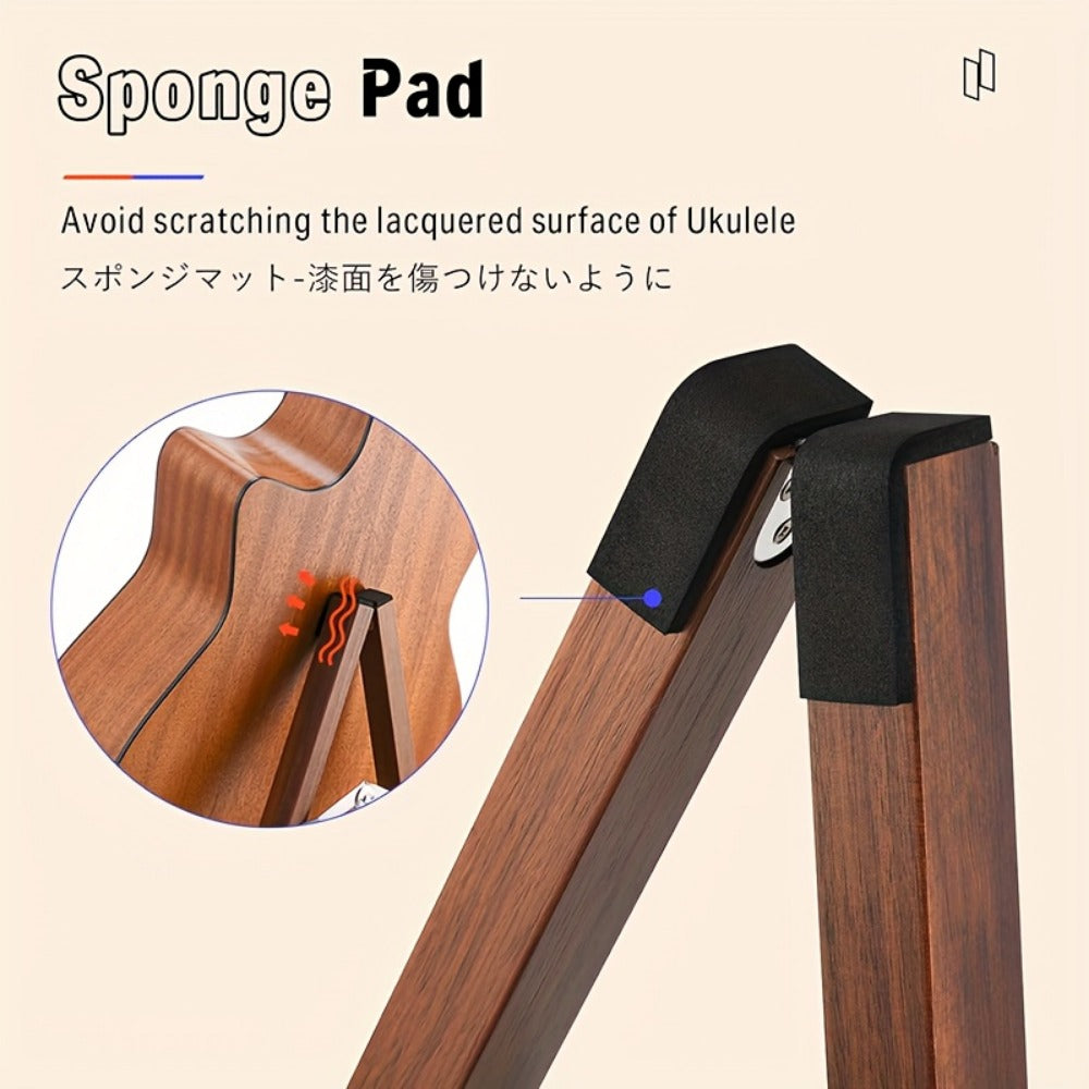 Guitar Stand, Musical Instrument Guitar, Foldable, Adjustable, Solid, Wood, Walnut