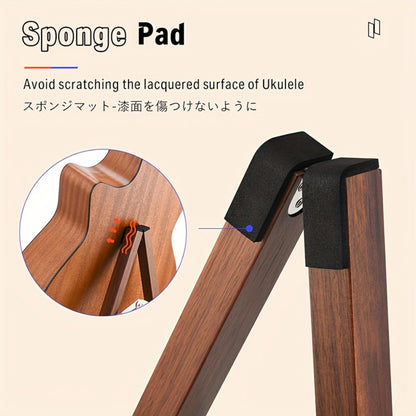 Guitar Stand, Musical Instrument Guitar, Foldable, Adjustable, Solid, Wood, Walnut