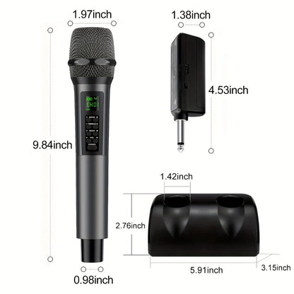 Portable PA Speaker, Dark Gray, Wireless, Dynamic, Dual, Microphones for Parties