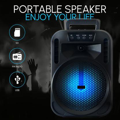 4000W Rechargeable Outdoor Bluetooth Speaker Portable PA System W/ 6.5" Subwoofer, Party Lights USB/TF/FM/TWS, FM Radio, Perfect for Thanksgiving & Christmas Party