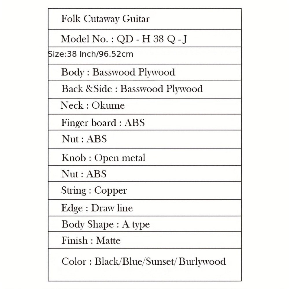 Acoustic Guitar, Complete, 38-Inch, Players for Lessons and Practice