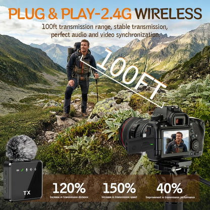 Recording Microphone, Wireless, 328ft, 3-in-1, Mini for Recording and Streaming