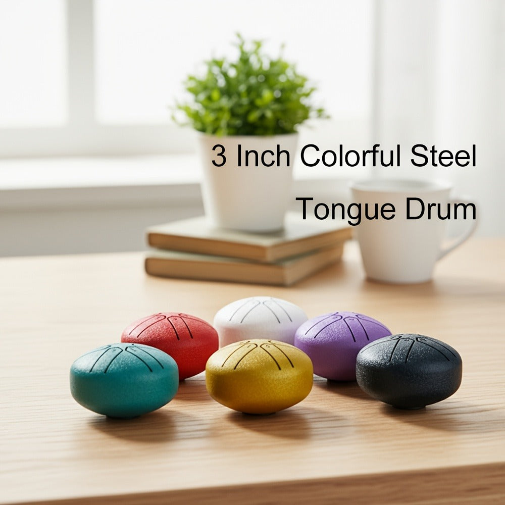 Steel Tongue Drum, 3-Inch 6-Tone Travel Rain Drum for Outdoor Music