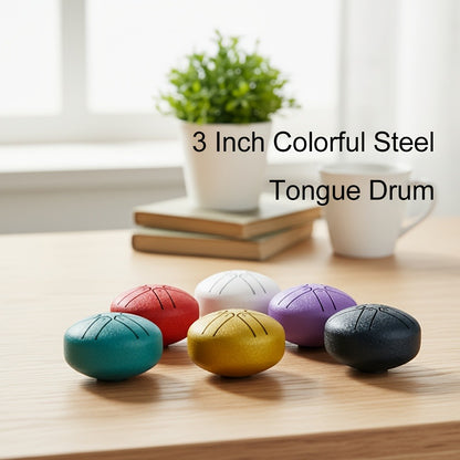 Steel Tongue Drum, 3-Inch 6-Tone Travel Rain Drum for Outdoor Music