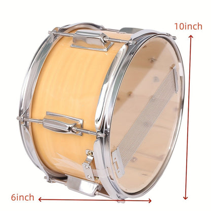 10 x 6-Inch Poplar Wood Snare Drum for Practice and Percussion Performance