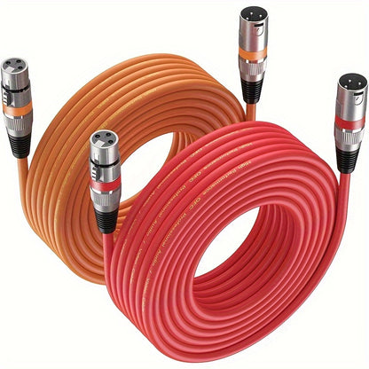 2pcs QIDUOHAO High-Quality V2pcs, 6-inch, 10-inch, 15-inch Size XLR Cables, 35-foot 2pcs - 3-Pin Balanced XLR to C Microphone Cables, for Microphones, Mixers, Recording Studios, Podcasting, Broadcast Microphones, Gaming Microphones