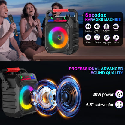 Portable PA Speaker, 20W, Wireless, USB, Karaoke, System, Featuring for Parties