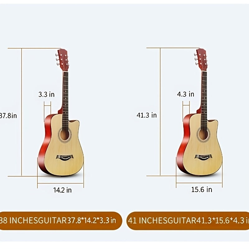 [Christmas Halloween Gift] 38 Inch Acoustic Guitar Starter Kit Lightweight Guitar Durable Guitar/ Stable Tuning With Bag, Picks & Spare Strings, The Ultimate Gift For Birthdays, Holidays, Parties, Christmas & Halloween, Durable Portable, Great For Student