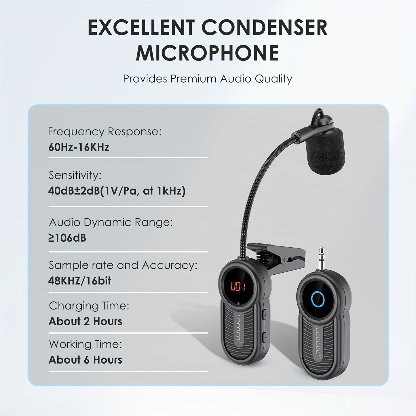 UHF Wireless Instruments Microphone, Saxophone Receiver And Transmitter With LED Digital Screen, 160ft Range, 360-degree Rotatable, Plug And Play, Great For Trumpet, Clarinet, Cello, Trombone, Horn