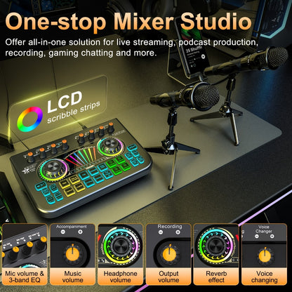 USB Audio Interface, Cardioid, USB, Rechargeable, Professional, Mixer for Recording