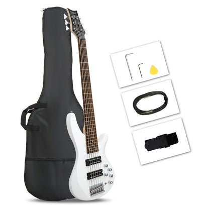 Electric Bass Guitar, Adjustable, 44 Inch, White, Inch, GIB for Lessons and Practice