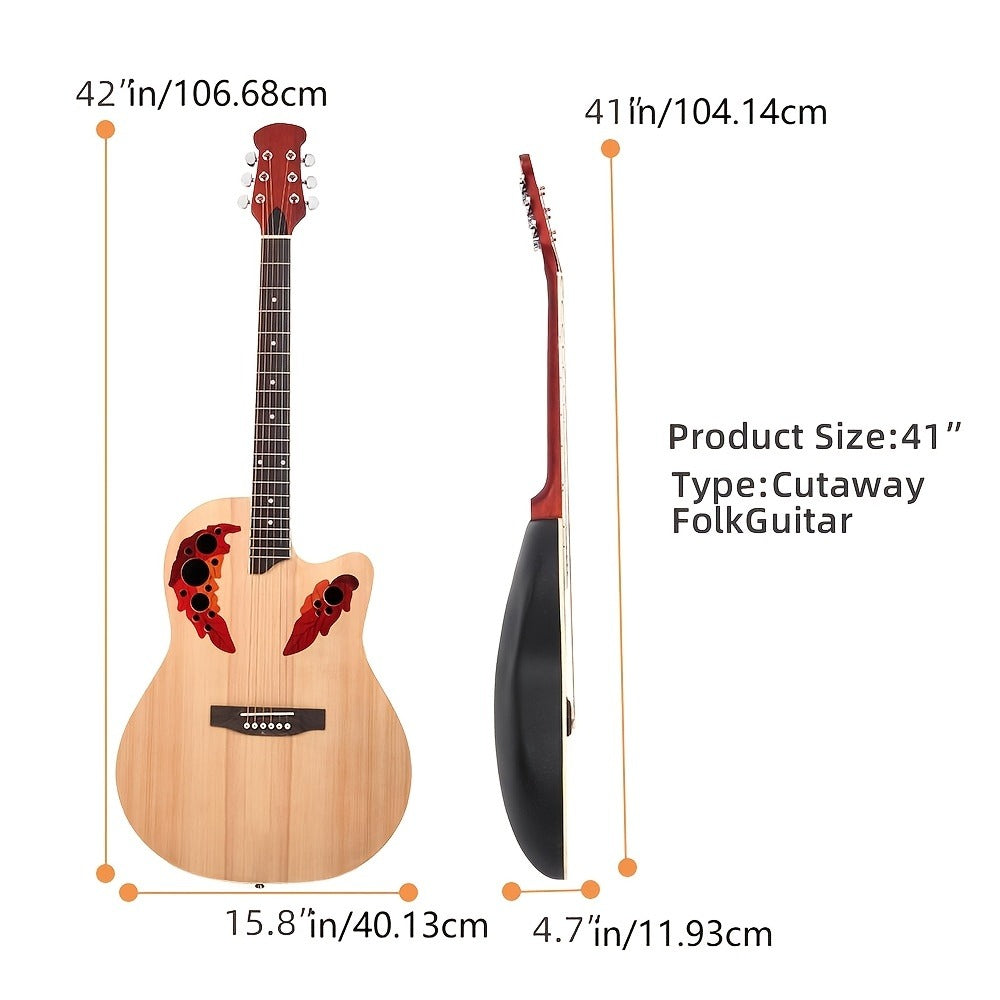 Acoustic Guitar, Adjustable, Full Size, Electric, 41-Inch for Lessons and Practice