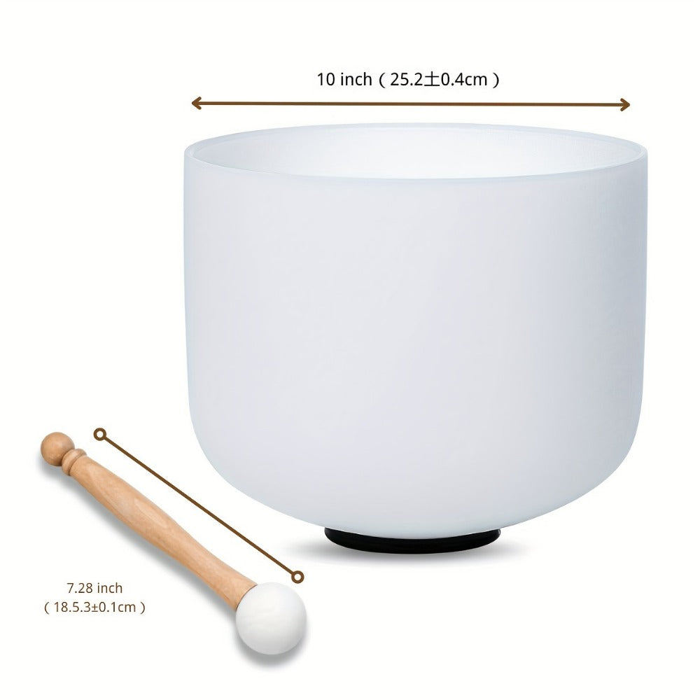 Quartz Crystal Singing Bowl, 10-Inch White Sound Bowl with Mallet