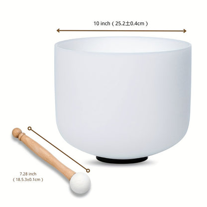 Quartz Crystal Singing Bowl, 10-Inch White Sound Bowl with Mallet
