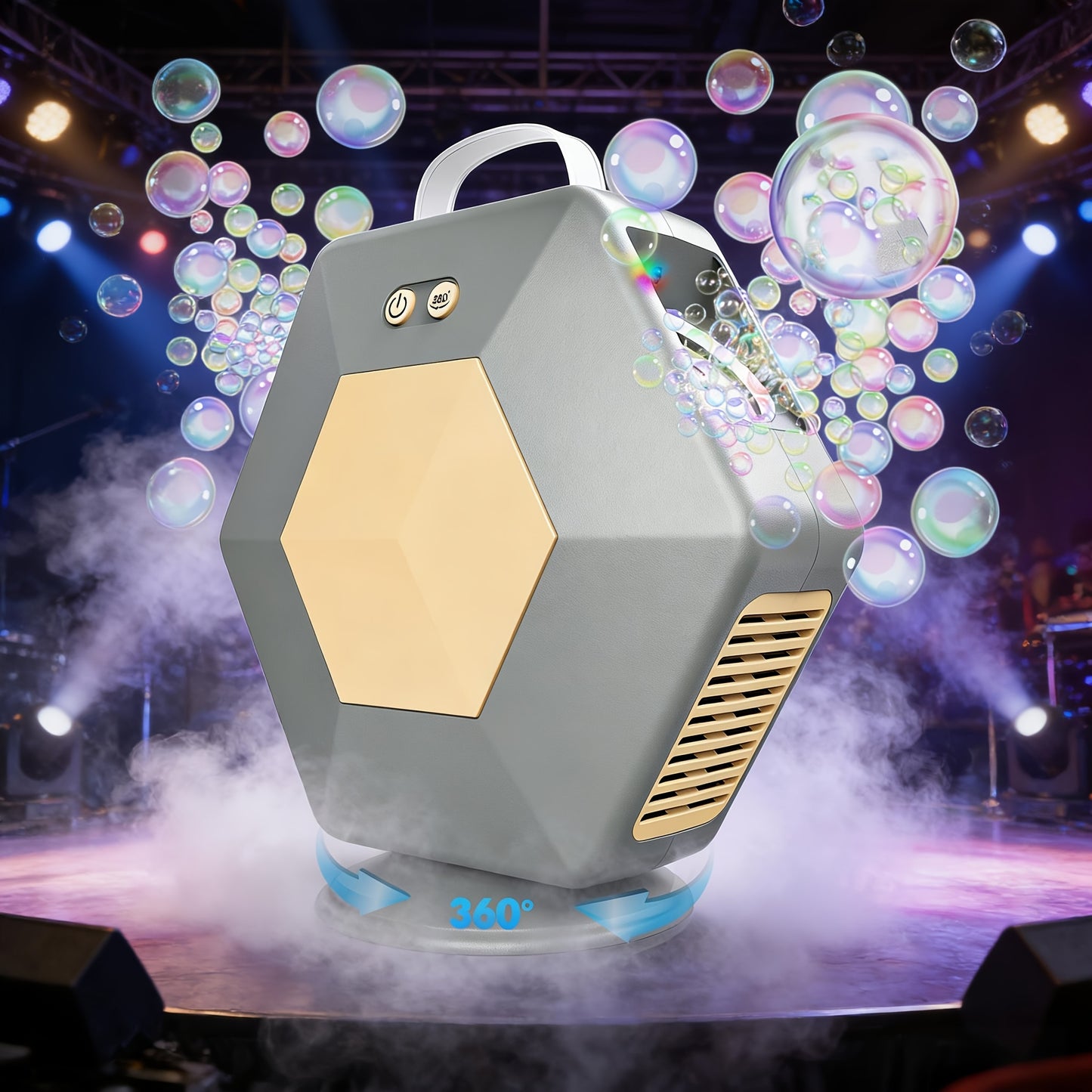 360° Rotatable Stage Bubble Machine, 16000+ Bubbles Per Minute, Suitable for Outdoor Use, Parties, Weddings