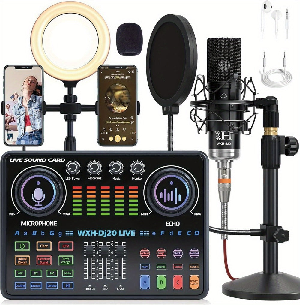 USB Audio Interface, Bluetooth, Wireless, Podcast, Equipment for Recording and Streaming