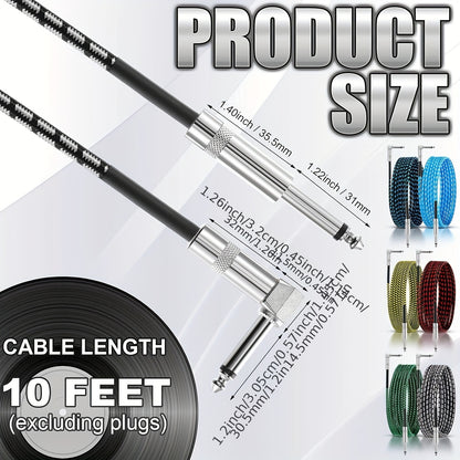 [Guitar Cables Multicolor] 6pcs Guitar Instrument Cables, 3/10Ft Bass Accessory Cables, Copper Amplifier Cables, Suitable for Bass And Electric Guitar Keyboard Effects Microphone, Multicolor