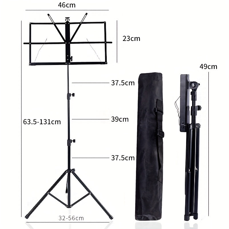 2-in-1 Portable Folding Music Stand & Desktop Book Holder - Dual-Use Sheet Music Stand with Clip Holder & Carrying Bag Suitable for Musicians, Teachers, Students, for,, Concerts, Travel - Lightweight Compact for Sheet Music