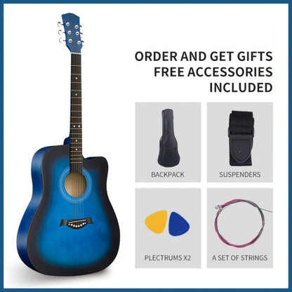 Acoustic Guitar, blue+38 inches, Full Size, Full-Size/, Cutaway, GuitarFor for Lessons