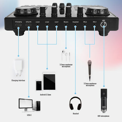 USB Audio Interface, Bluetooth, Wireless, Podcast, Equipment for Recording and Streaming