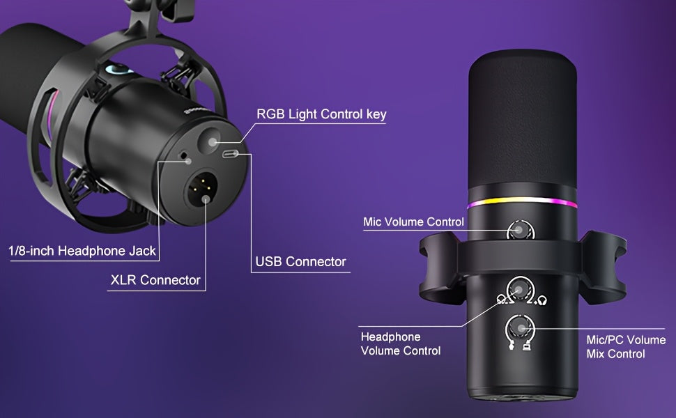 Socodox XLR/USB Dynamic Microphone Kit, Podcast Microphone with Noise Cancellation, Independent Volume Control Gaming Microphone with Boom Arm, Mute, Gain Knob, Volume Control, Boom Arm for Streaming, Gaming, Voice-Over, Black