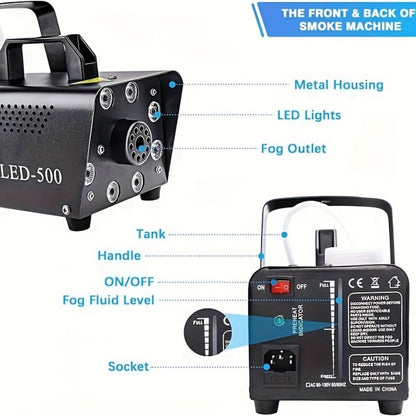 Stage Fog Machine, Remote Control, Dynamic, LED, Colors for Stage and Party Lighting