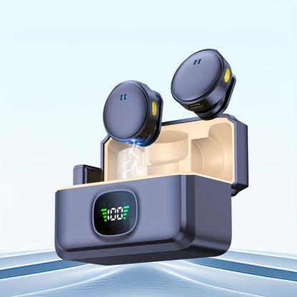 2 Professional Wireless Lavalier Microphones, Compatible with Android, iPhone, iPad, with Adapter, Noise-Canceling, Plug-and-Play, Suitable for Live Streaming Platforms, Recording, Vlogging, And Facebook Live, 2-in-1 Wireless Lavalier Microphone