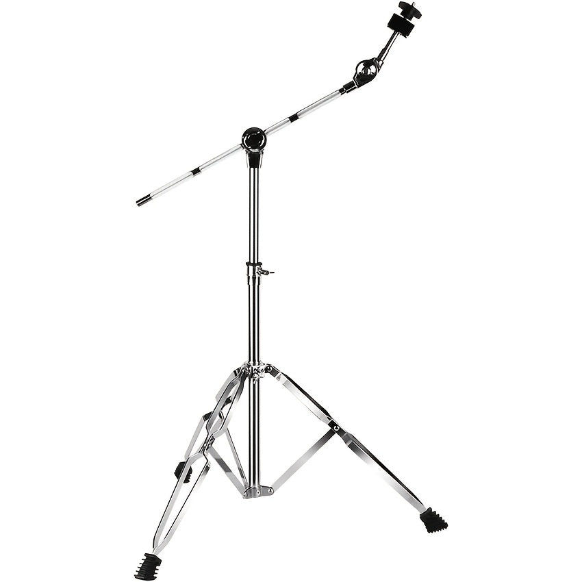 Adjustable Cymbal Stand with Drum Sticks Holder | High Boom and Straight Combo, Double Braced Legs with Rubber Feet, Floor Mount, Silvery Grey, KEERPUSI