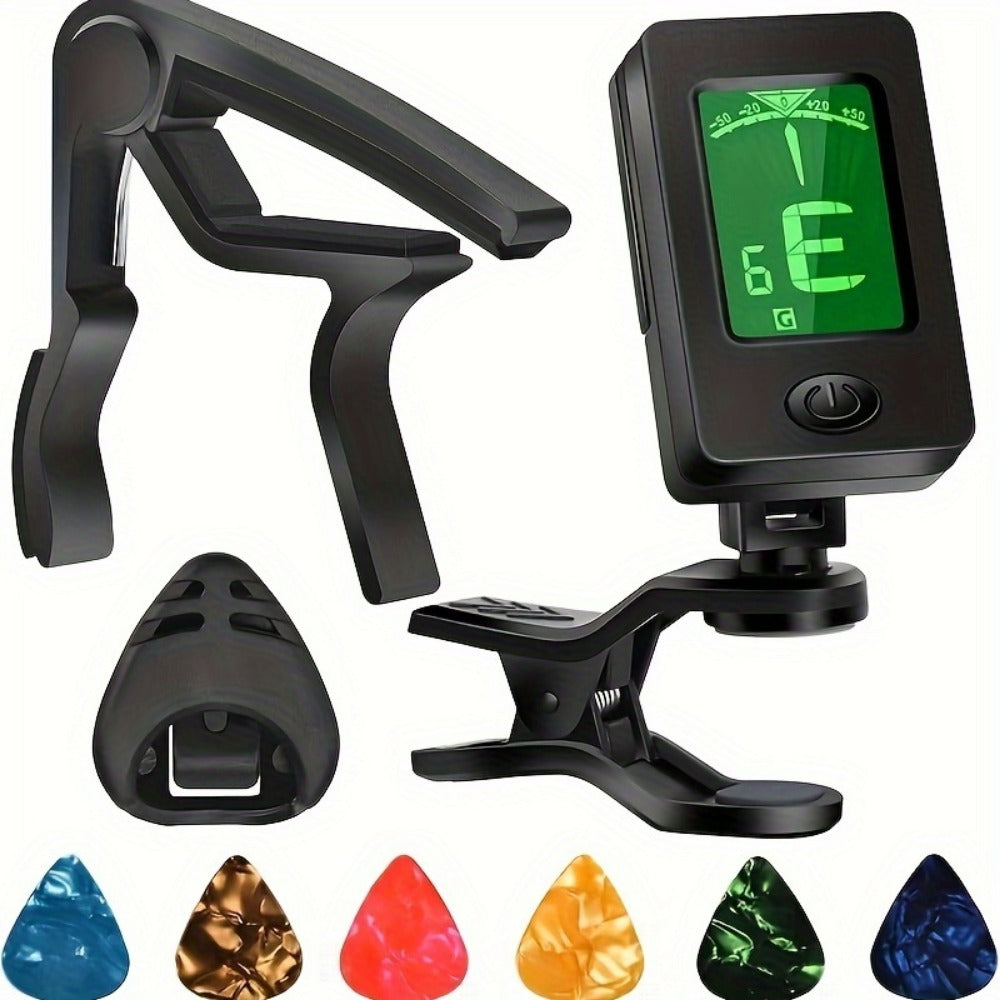 Chromatic Instrument Tuner, 9 Pcs Rosewood, Portable, Guitar, Accessories for Guitar