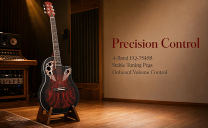 [Electric Acoustic Guitar] 41-Inch Full-Size Cutaway Electric Acoustic Guitar Grape Soundhole Spruce Top Round Back