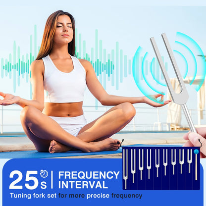 Tuning Fork Set, 9pcs, 174Hz, Forks, Set-with for Pitch Reference
