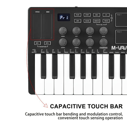 MIDI Pad Controller, RGB, Wireless, M-VAVE, 25-Key, Keyboard for Music Production