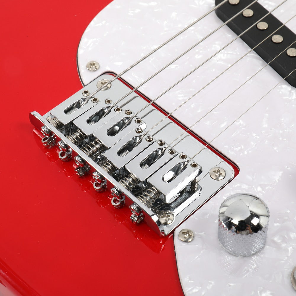 30in Maple Fingerboard Mini Electric Guitar Kit with 5W Amplifier Bag String Shoulder Strap Plectrum Cord Wrench Tool Red