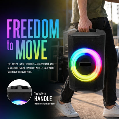 Portable PA Speaker, Sound Activated, Remote Control, Wireless for Parties and Karaoke