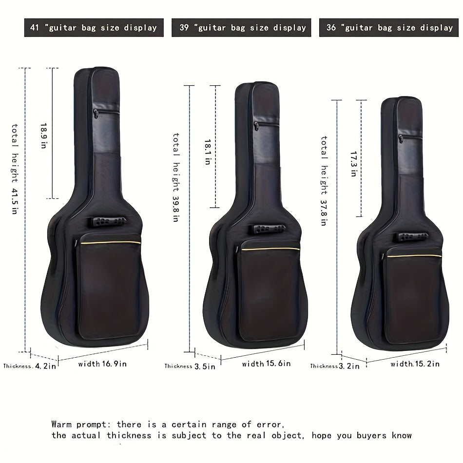 38 39 40 41 Inch Guitar Backpack Acoustic Guitar Bag 0.3 Inch Thick Padding Dual Adjustable Shoulder Strap Guitar Case Gig Bag with Back Hanger Loop