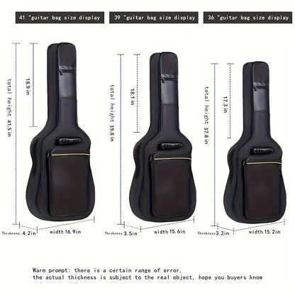 38 39 40 41 Inch Guitar Backpack Acoustic Guitar Bag 0.3 Inch Thick Padding Dual Adjustable Shoulder Strap Guitar Case Gig Bag with Back Hanger Loop