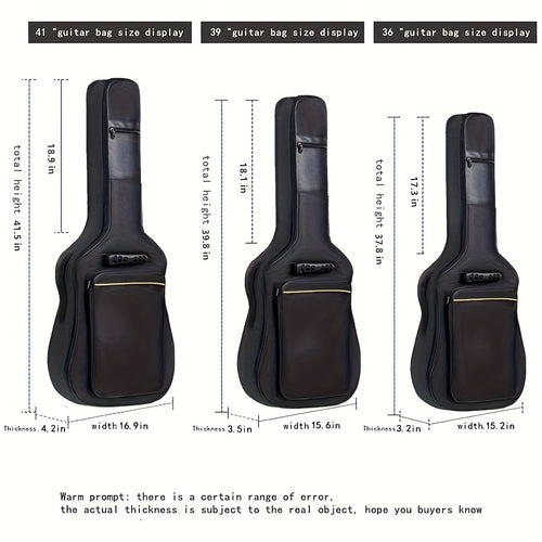 38 39 40 41 Inch Guitar Backpack Acoustic Guitar Bag 0.3 Inch Thick Padding Dual Adjustable Shoulder Strap Guitar Case Gig Bag with Back Hanger Loop