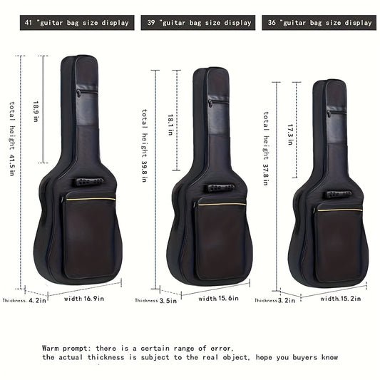 38 39 40 41 Inch Guitar Backpack Acoustic Guitar Bag 0.3 Inch Thick Padding Dual Adjustable Shoulder Strap Guitar Case Gig Bag with Back Hanger Loop