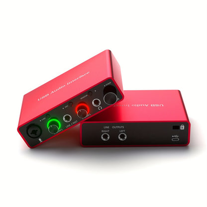 24Bit/192Khz USB Audio Interface Solo with 48V Phantom Power Works with Most Daws And Recording Software, USB Audio Interface Perfect for The Musicians, Vocalist, Podcaster, Plug And Play