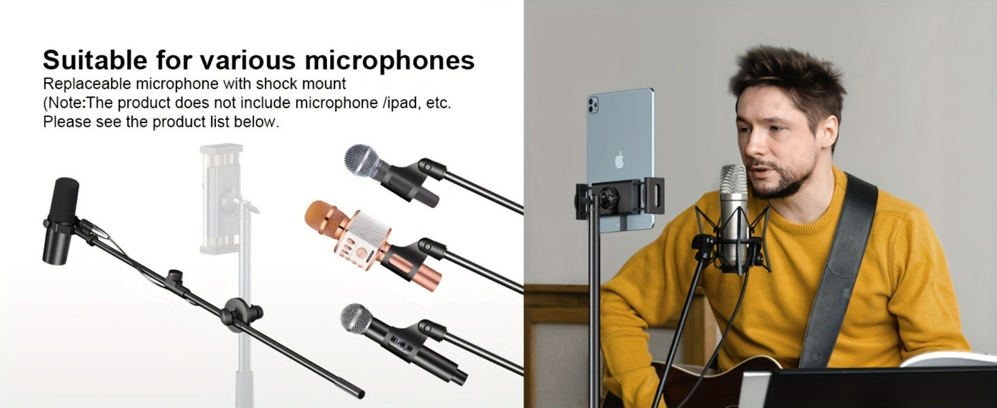 Portable Tripod Microphone Boom Stand with Clip and Carrying Bag