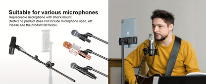 Portable Tripod Microphone Boom Stand with Clip and Carrying Bag