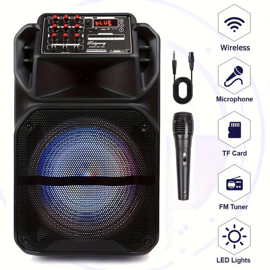 [Portable Wireless Speaker] 5000W Portable Wireless Speaker With 12" Subwoofer Deep Bass PA System, Outdoor/Indoor Big Support FM Radio TF Card LED Lights MP3 Player Party For Holiday Home Camping Event