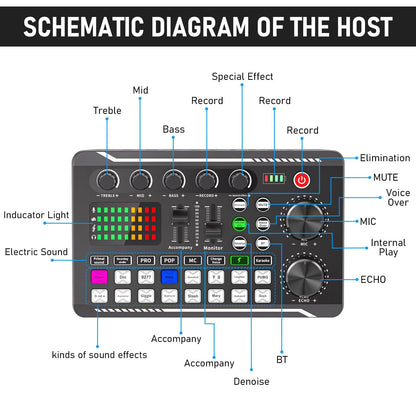 BM-800 Condenser Podcast Microphone Bundle: Audio Mixer, Voice Changer And Studio Equipment Included - for Laptop, Vlog, Living Broadcast, Live Streaming